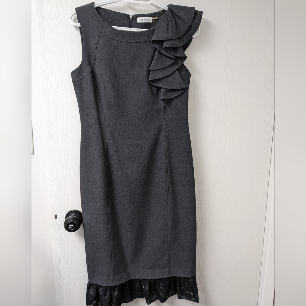 Calvin Klein Ruffle Shoulder Dress